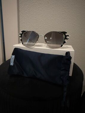 New Prada PR59V864 -YZ Flame Catwalk Oversize Women's Cat Eye Sunglasses